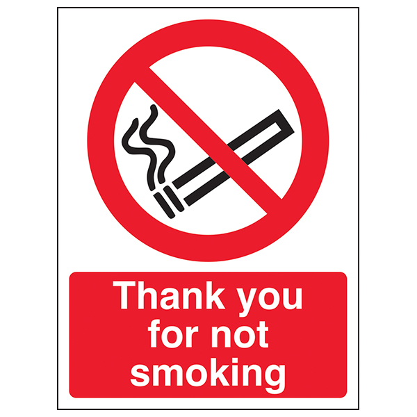 Thank You For Not Smoking Portrait Prohibition Signs Safety Signs Safety Signs 4 Less