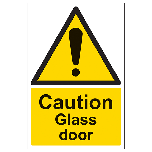 Caution Glass Door Portrait