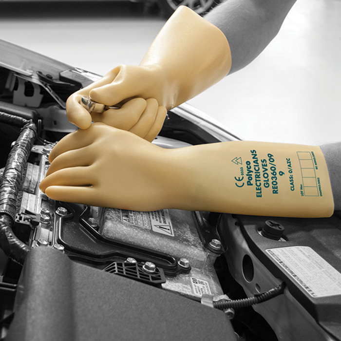 Electricians Gauntlets, Thick Latex Electricians Gauntlets, Thick Latex