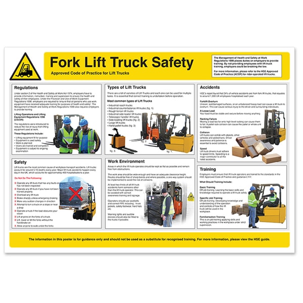 Fork Lift Truck Safety Poster | Safety Posters | First Aid Posters | Notices & Wallcharts Fork Lift Truck Safety Poster | Safety Posters | First Aid Posters | Notices & Wallcharts