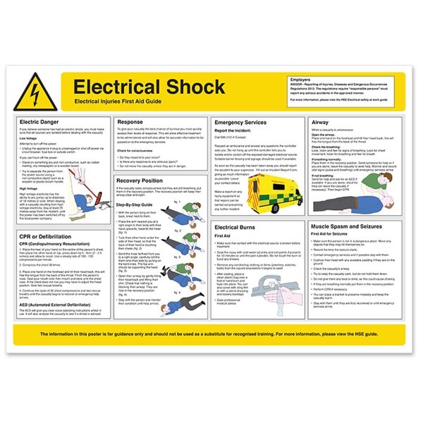 Electrical Shock Poster | Safety Posters | First Aid Posters | Notices & Wallcharts Electrical Shock Poster | Safety Posters | First Aid Posters | Notices & Wallcharts