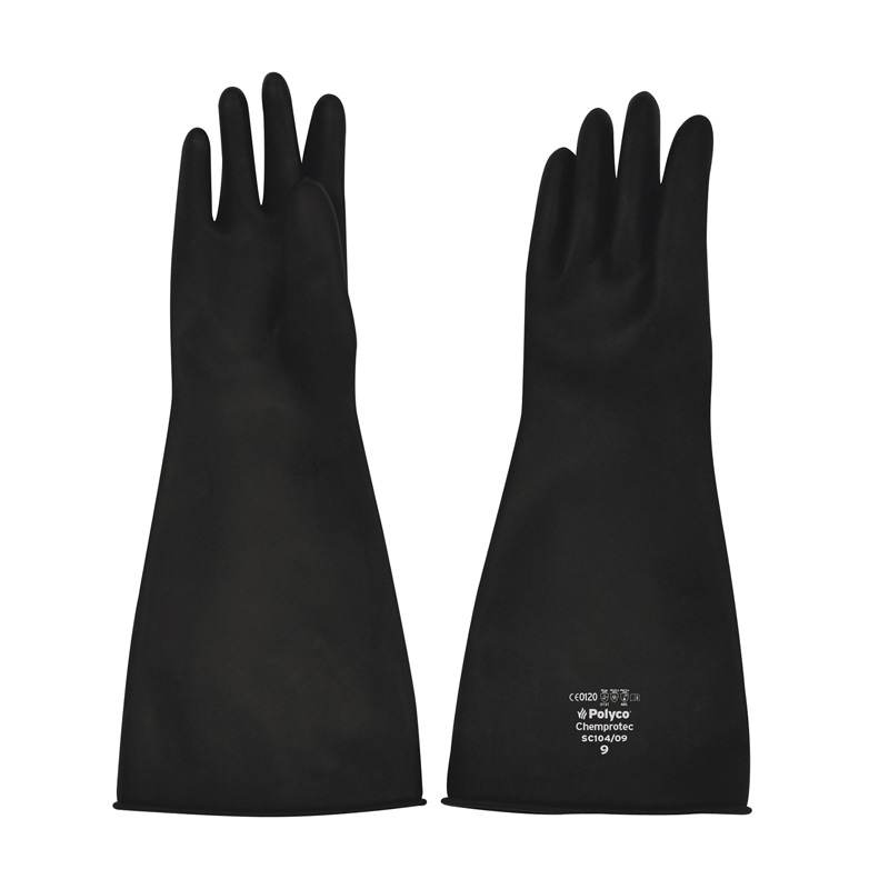 Chemprotec™ Unlined Black Rubber Gloves MediSupplies.co.uk