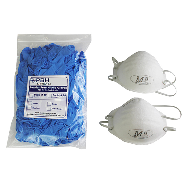 FFP1 Face Mask & Disposable Gloves Kit FFP1 Face Mask & Disposable Gloves Kit