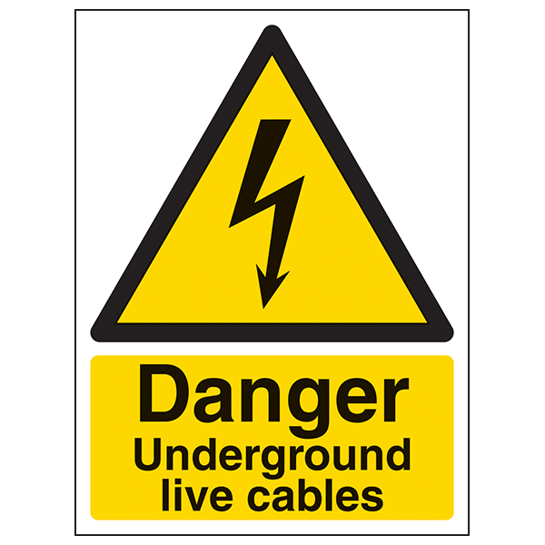 Cartello Pericolo Cavi Elettrici Interrati - Vsafety 68016 AN-R, 150x200 Mm, Plastica Rigida Gialla Con Adesivi
