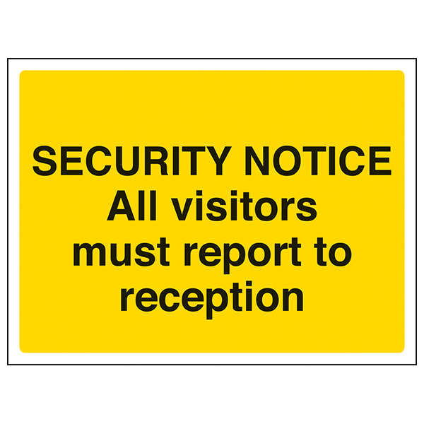 Viking Signs - Cartello 'Tutti I Visitatori E Autisti Devono Presentarsi Alla Reception' 200x600 Mm, Vinile Autoadesivo