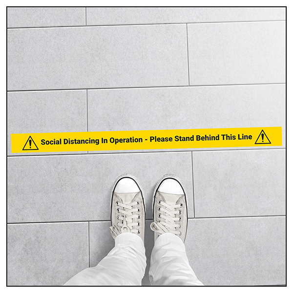 5 Pack - Stand Behind Line Temporary Floor Markers 5 Pack - Stand Behind Line Temporary Floor Markers