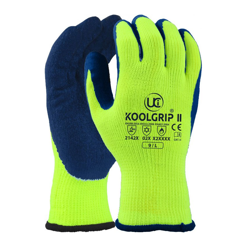 UCI Koolgrip-II Thick Yellow Latex Palm Coated Gloves | Work Gloves | JustGloves UCI Koolgrip-II Thick Yellow Latex Palm Coated Gloves | Work Gloves | JustGloves