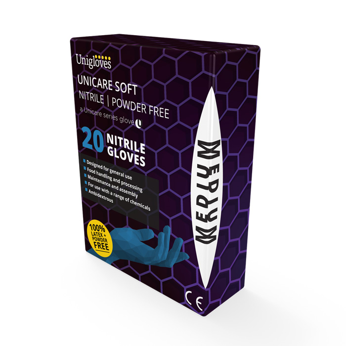 Unicare Blue Powder Free Nitrile Gloves 20 Pack Unicare Blue Powder Free Nitrile Gloves 20 Pack