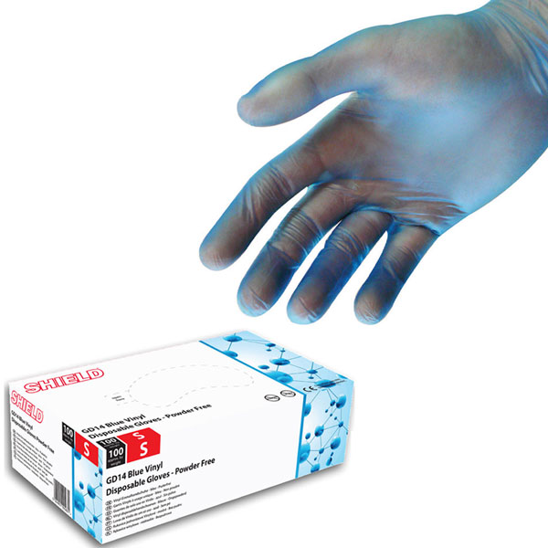 Shield Powder Free Blue Vinyl Gloves Shield Powder Free Blue Vinyl Gloves