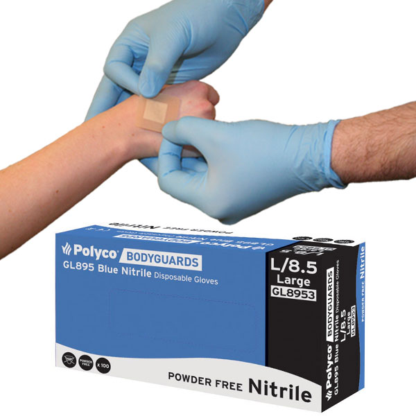 Bodyguards AQL 4.0 Blue Powder Free Nitrile Gloves Bodyguards AQL 4.0 Blue Powder Free Nitrile Gloves